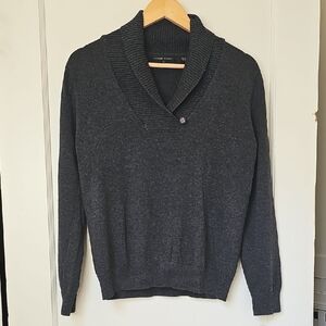 Jeanne Pierre Charcoal V-Neck Sweater (M)